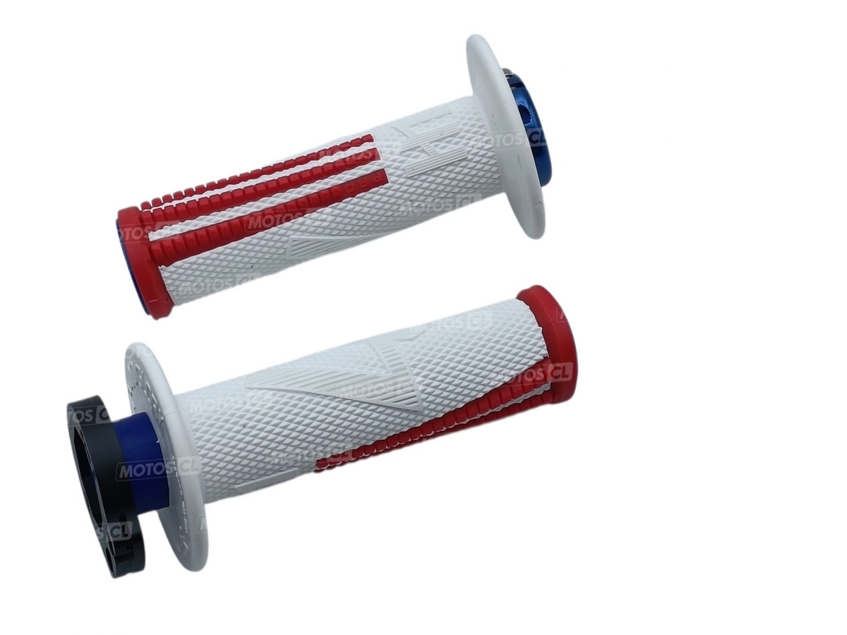 POIGNÉES ODI EMIG V2 RÉVOLUTION LOCK-ON PICOTS MX LONGUEUR 125MM BLANC-ROUGE-BLEU EXTRÉMITÉS ALUMINIUM / ROH36EPRWU
