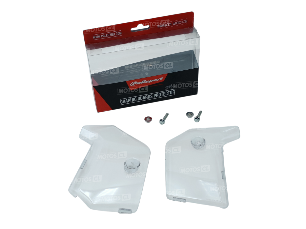KIT PROTECTION TRANSPARENT DE PLAQUES LATÉRALES POLISPORT POUR HONDA CRF250R ET RX ENDURO 2022 À 2024-CRF450R ET RX ENDURO 2021 À 2024 / RP8487500001