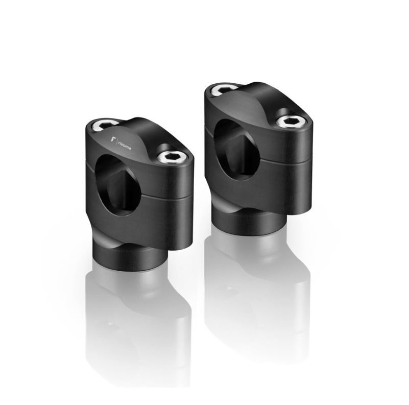 KIT PONTETS RIZOMA GROS DIAMÈTRE 28,6MM HAUTEUR 42MM ALUMINIUM ANODISÉ NOIR HOMOLOGUÉ / RRAZ402B