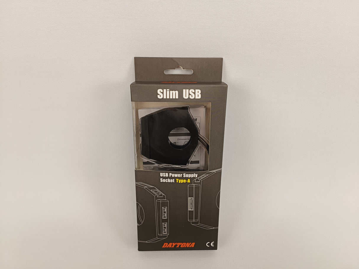 PRISE ALIMENTATION DOUBLE USB SLIM 12V FIXATION GUIDON Ø22MM À Ø25,4MM DAYTONA / RD89372