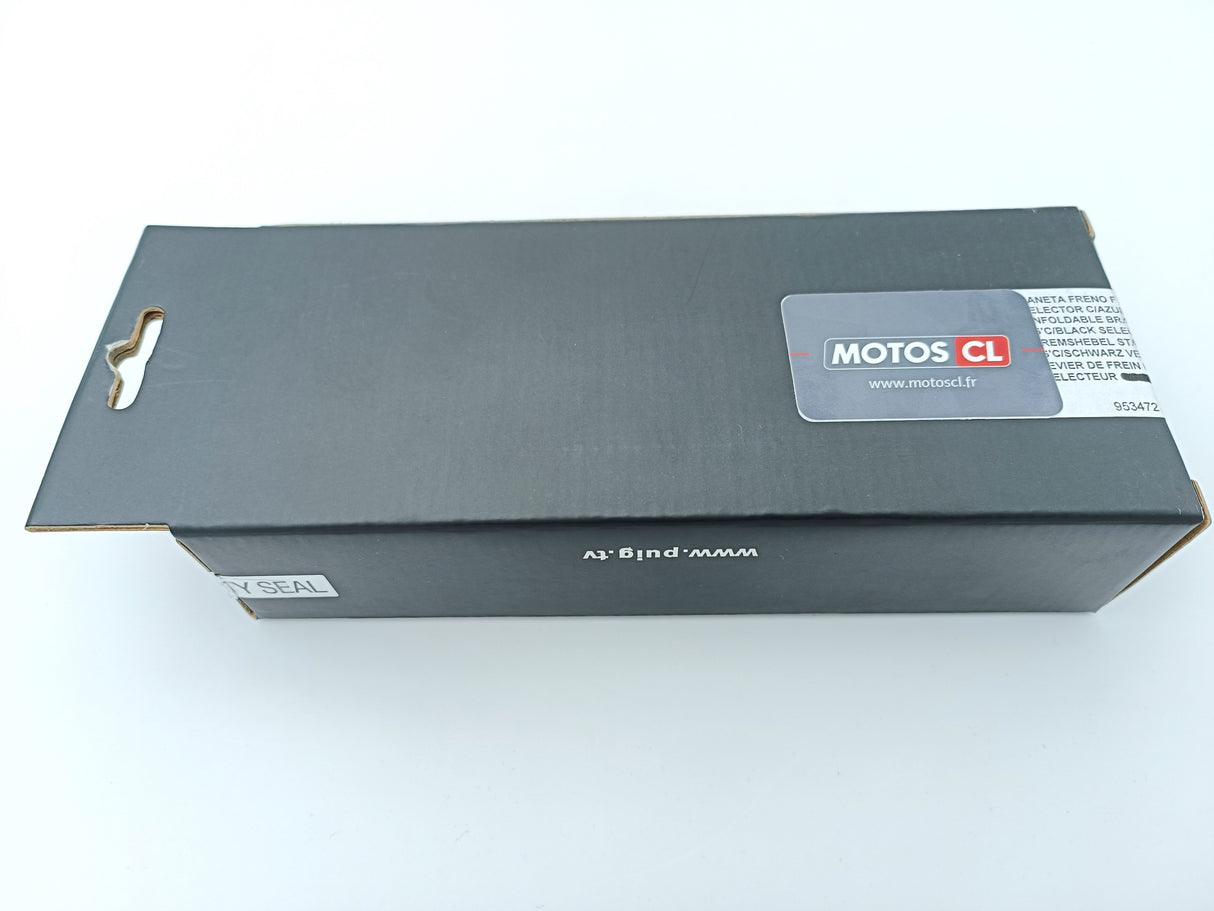 LEVIER DE FREIN PUIG 2.0 EN ALUMINIUM TAILLÉ MASSE LONG ALU-NOIR MONTE SUR ADAPTATEUR PUIG / RP120PN