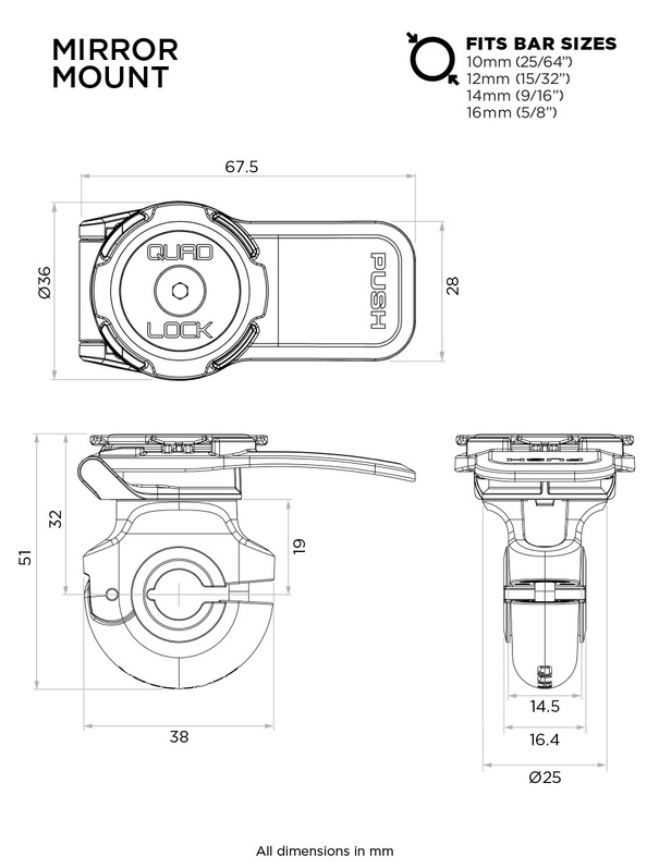 SUPPORT TÉLÉPHONE QUAD LOCK® FIXATION RÉTROVISEUR / QLM-MIR-2