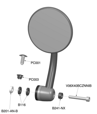 RÉTROVISEUR EMBOUT DE GUIDON HOMOLOGUÉ EN ALU RIZOMA "SPIRIT" ANODISÉ NOIR LOGO GRIS BIPOSITION / RRBS192BA
