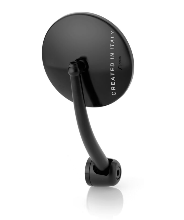 RÉTROVISEUR EMBOUT DE GUIDON HOMOLOGUÉ EN ALU RIZOMA "SPIRIT" ANODISÉ NOIR LOGO GRIS BIPOSITION / RRBS192BA