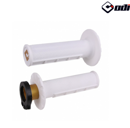 POIGNÉES ODI EMIG V2 LOCK-ON SEMI-GAUFRÉ MX LONGUEUR 125MM BLANC / ROH36HWW