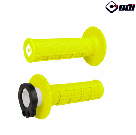 POIGNÉES ODI EMIG V2 LOCK-ON SEMI-GAUFRÉ MX LONGUEUR 125MM JAUNE FLUO / ROH36HWY