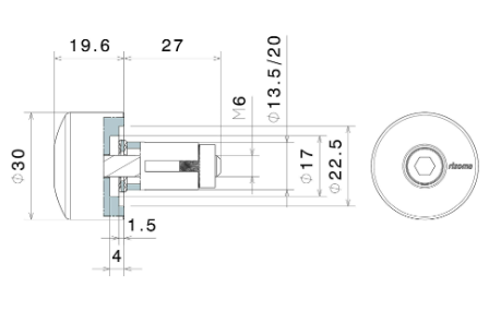 EMBOUT DE GUIDON ADAPTATEUR RIZOMA PRO EN ALU ANODISÉ NOIR POUR RÉTRO EMBOUT DE GUIDON / RRMA434B