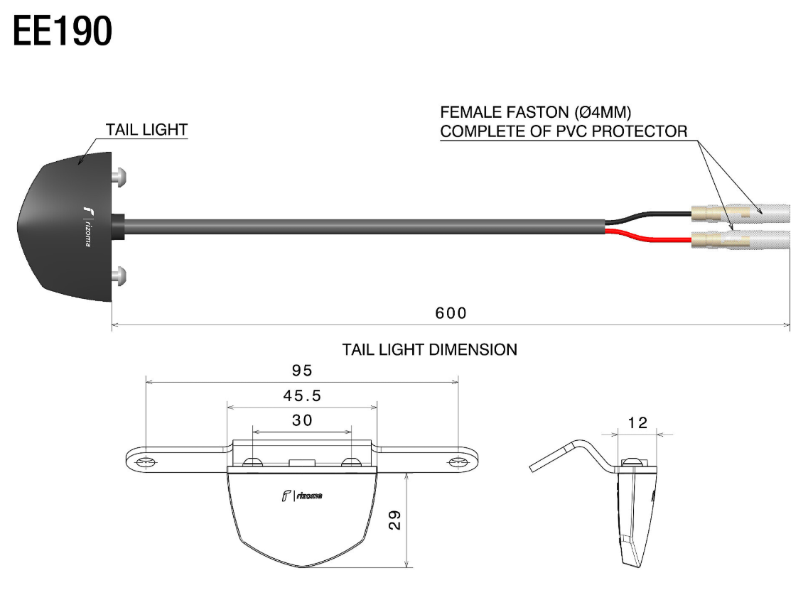 KIT ÉCLAIRAGE DE PLAQUE D'IMMATRICULATION À LED ET SON SUPPORT ALU RIZOMA / RREE190B
