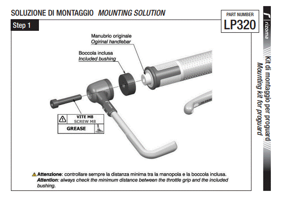 ADAPTATEUR RÉTRO ET PROGUARD BMW S1000RR-M1000RR-R1200R-K1300R-CE04 RIZOMA / RRLP320B