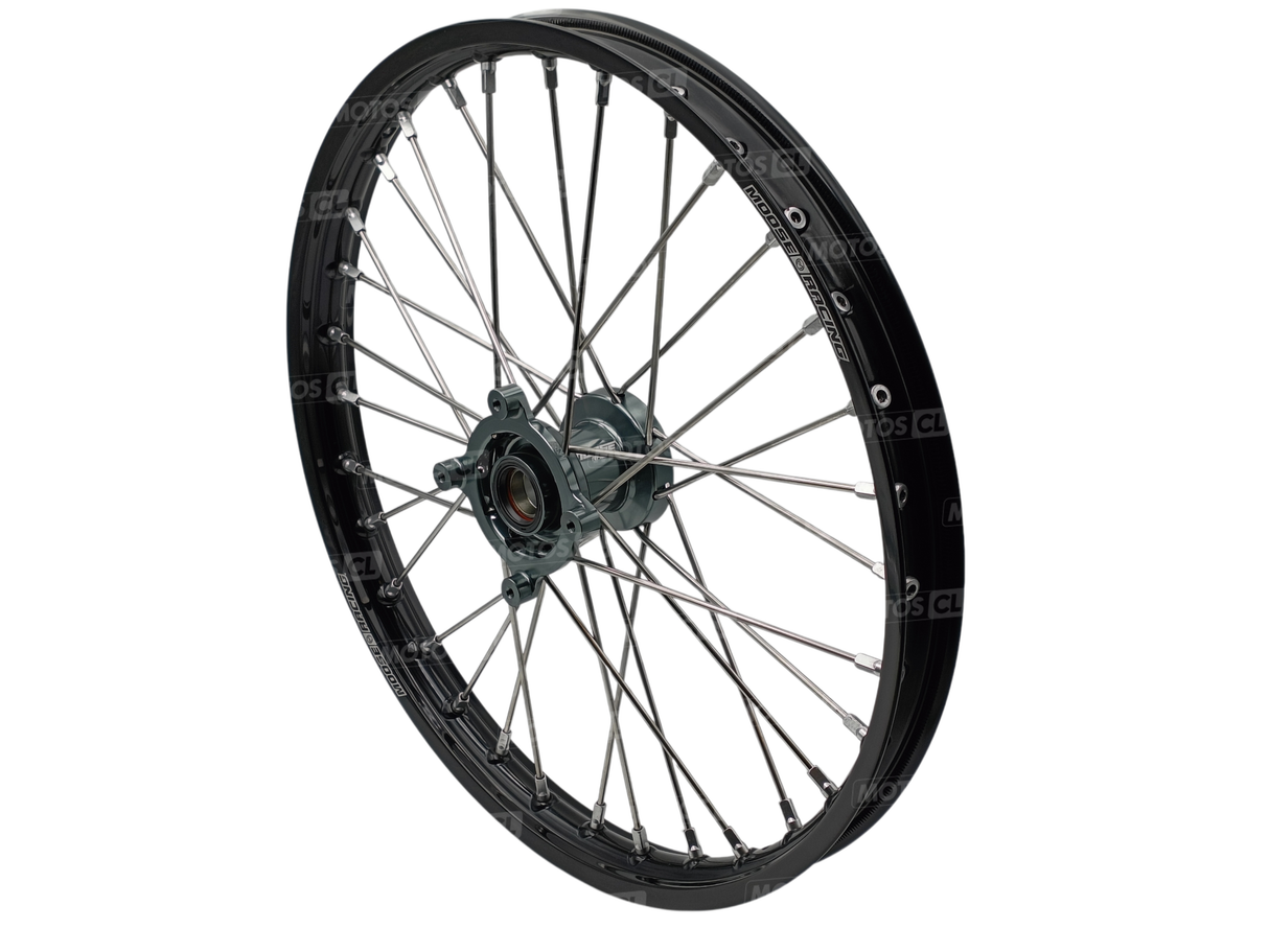 ROUE AVANT Ø19 GRANDE ROUE 85CC MOOSE RACING 19X1.40 POUR HUSQVARNA TC85-GASGAS MC85-KTM SX85 NOIR MOYEU GRIS TITANE / RMMF-14019-BKGY