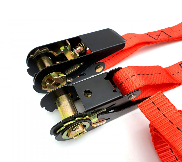 SANGLES À CLIQUET AVEC CROCHETS POUR TRANSPORT MOTO-SCOOTER-QUAD NOIR-ROUGE BRAZOLINE / RB5006