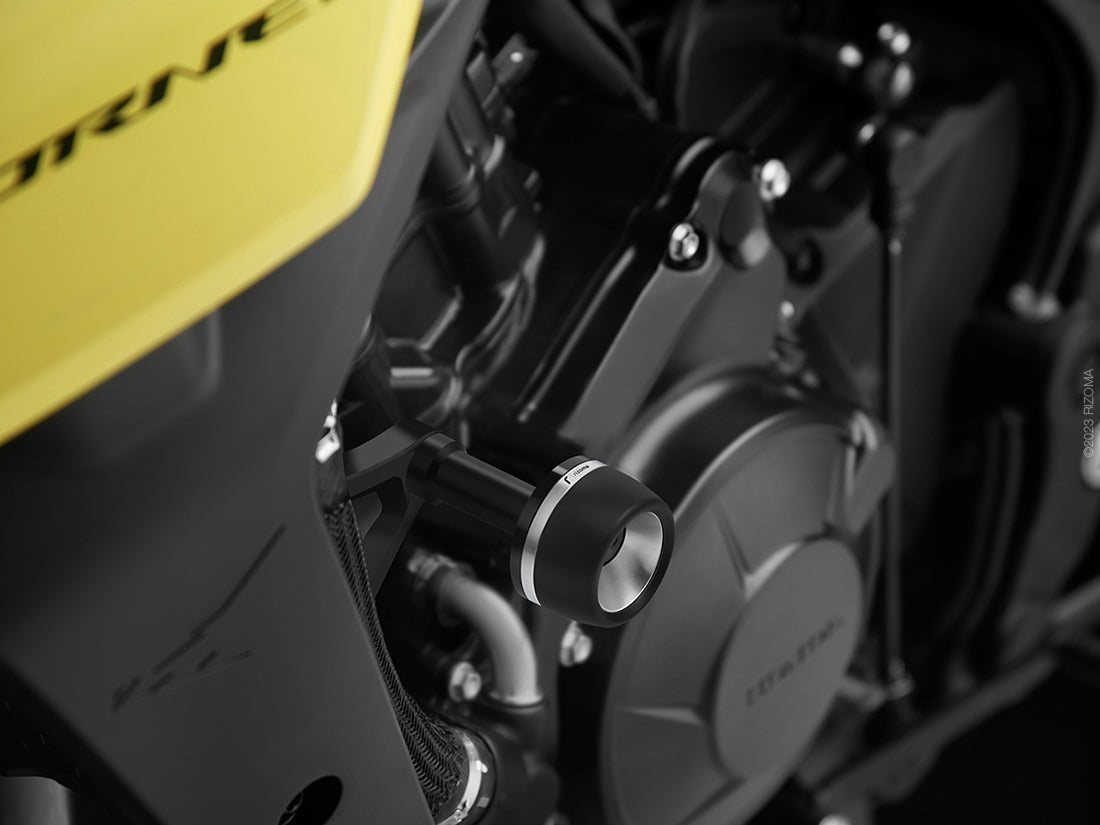 KIT PATINS PROTECTION RIZOMA AVEC BAGUES NOIR OU GRISE HONDA CB750 HORNET 2023 À 2025 / RRPM121B RRPM121A