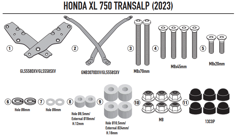 SUPPORT TOP CASE GIVI XL 750 TRANSALP 2023 À 2024 HONDA / RGSR1201