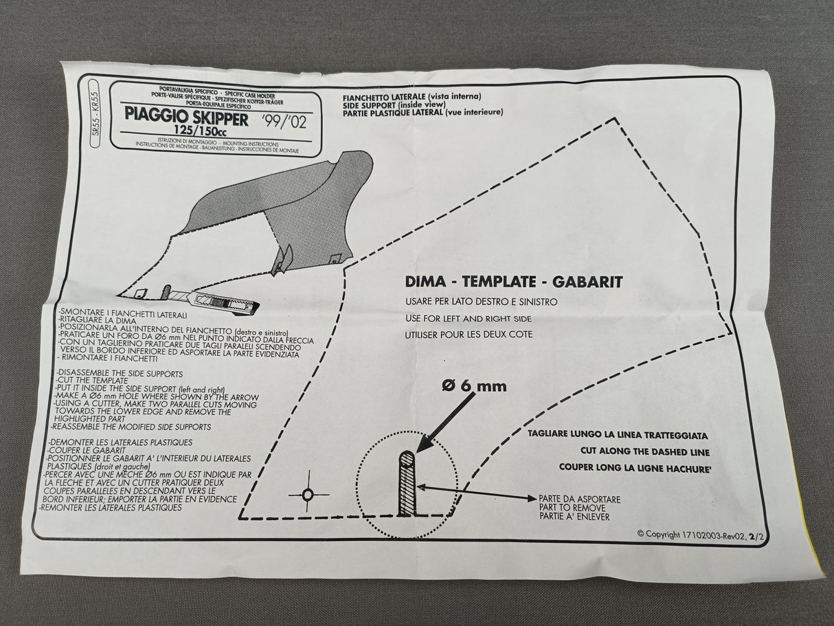 SUPPORT TOP CASE GIVI SKIPPER 125-150 1999 À 2002 / RGSR55
