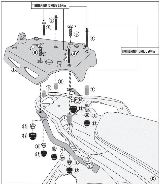 SUPPORT TOP CASE ALU GIVI MONOKEY V85TT 2024 MOTO GUZZI / RGSRA8209
