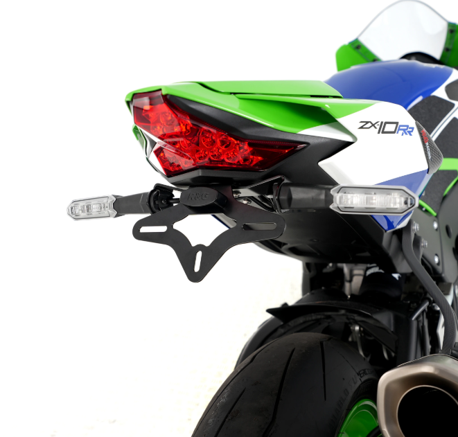 SUPPORT DE PLAQUE KAWASAKI ZX10R ET ZX10RR 2021 À 2025 R&G RACING / RRLP0306BK