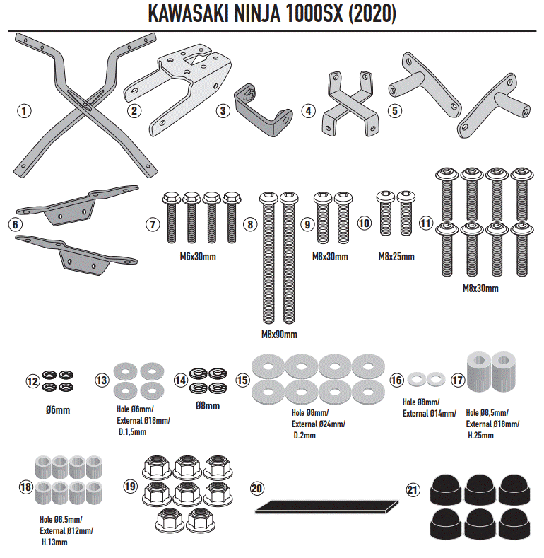 SUPPORT TOP CASE KAWASAKI NINJA 1000SX 2020 À 2024-NINJA 1100SX 2025 GIVI MONORACK FZ / RG4130FZ