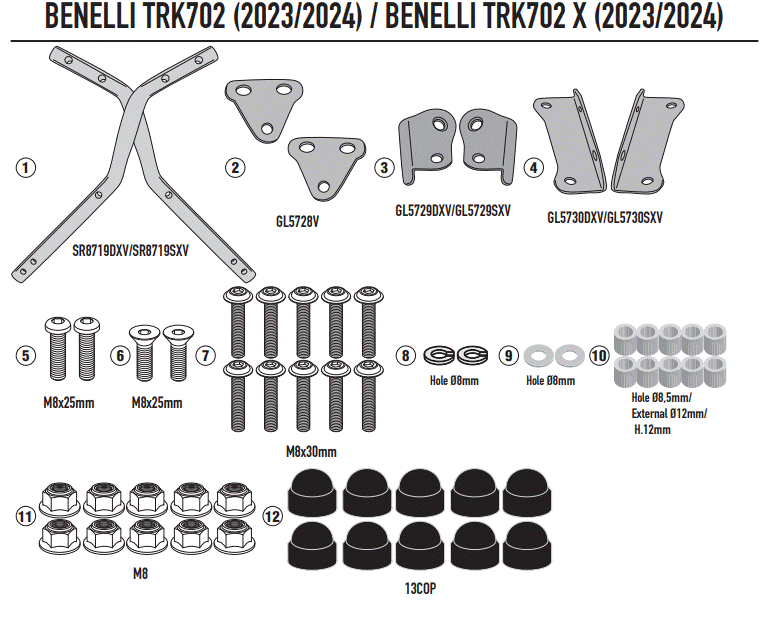 SUPPORT TOP CASE GIVI TRK702-TRK702X 2023 À 2024 BENELLI / RGSR8719
