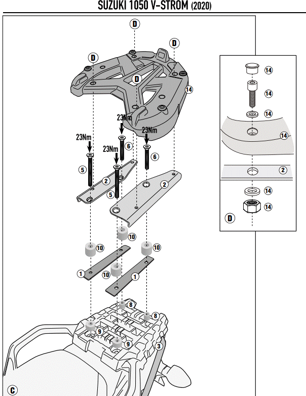 SUPPORT TOP CASE ALU GIVI MONOKEY V-STROM 1050 SE XT ET V-STROM 1050 DE SUZUKI / RGSRA3117