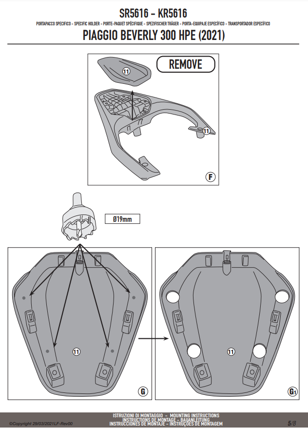 SUPPORT TOP CASE GIVI BEVERLY 300 400 HPE 2021 À 2024 PIAGGIO / RGSR5616
