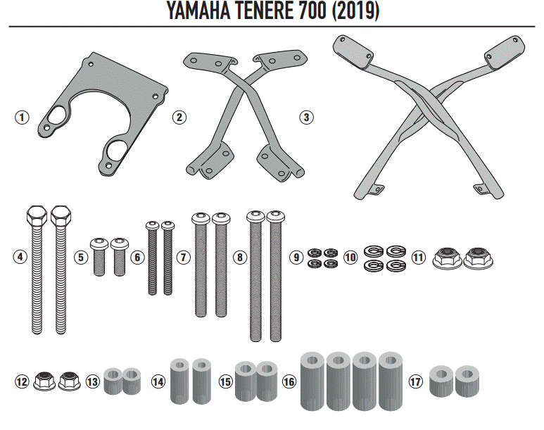 SUPPORT TOP CASE GIVI TÉNÉRÉ 700 2019 À 2024 ET TÉNÉRÉ 700 WORLD RAID 2022 À 2024 YAMAHA / RGSR2145