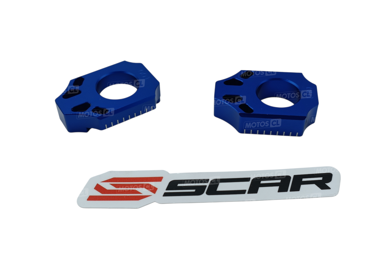 TENDEURS DE CHAÎNE SCAR EN ALU ANODISÉ BLEU FANTIC XX125-XE125-XX250 ET YAMAHA 125YZ-250YZ-250YZX-250YZF-250YZFX-450YZF-450YZFX-WR250F-WR250R-WR250X-WR450F / RSAB100