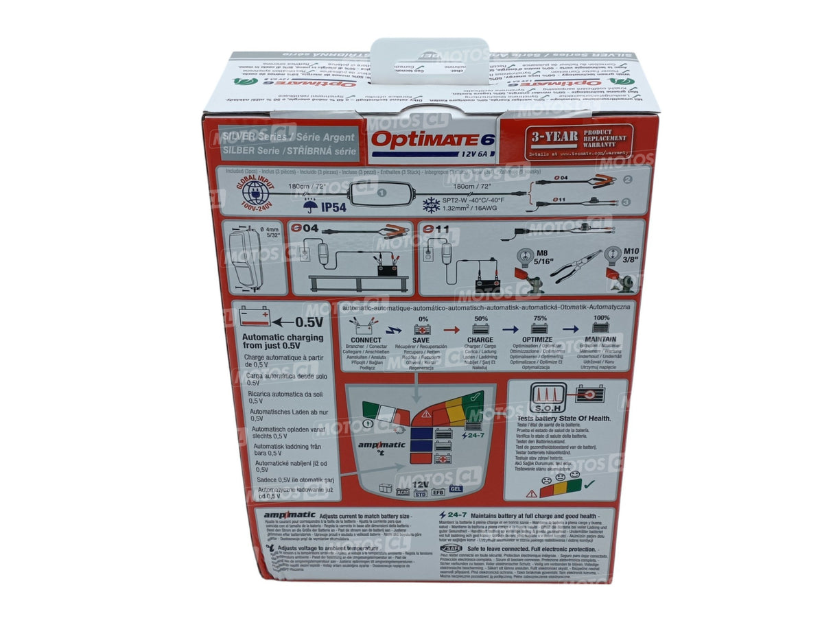 CHARGEUR OPTIMATE 6 AMPMATIC 12V 6A 3-144AH SILVER SÉRIES / ROTM360