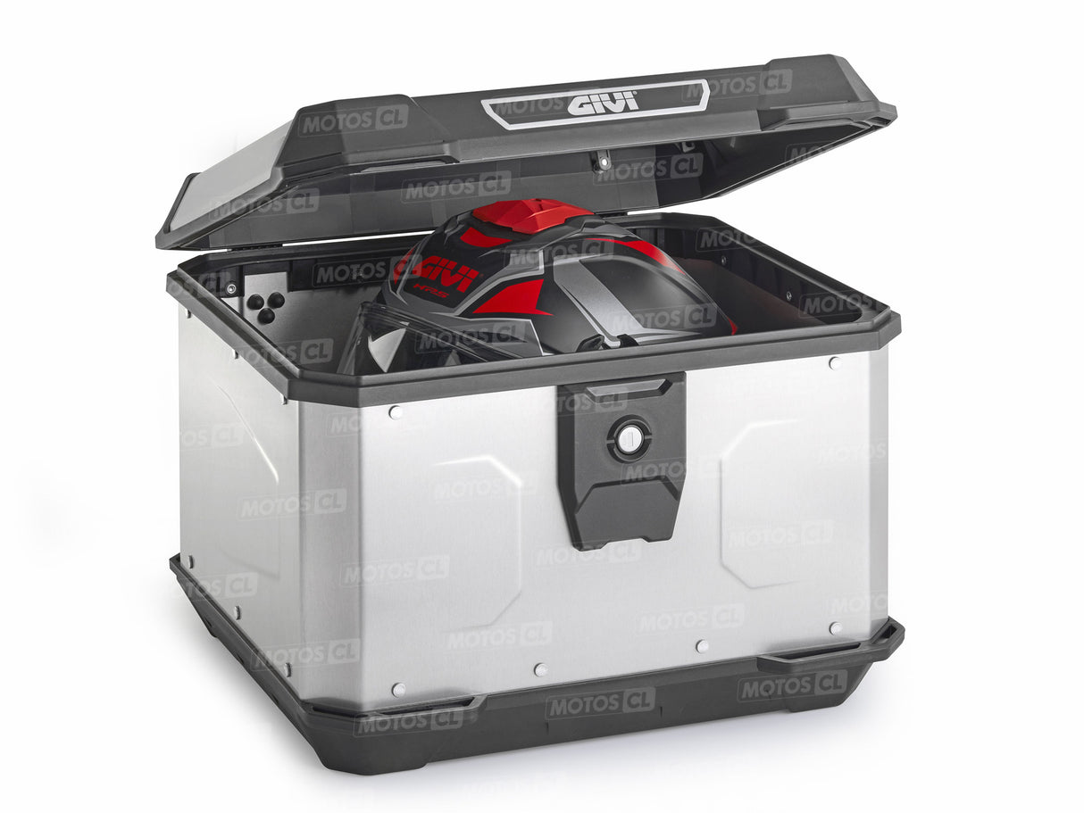 TOP CASE GIVI ALPINA 44 LITRES EN ALUMINIUM NATUREL AVEC SYSTÈME DE FERMETURE CRABLOCK ET PLATINE UNIVERSELLE MONOLOCK / RGALP44A