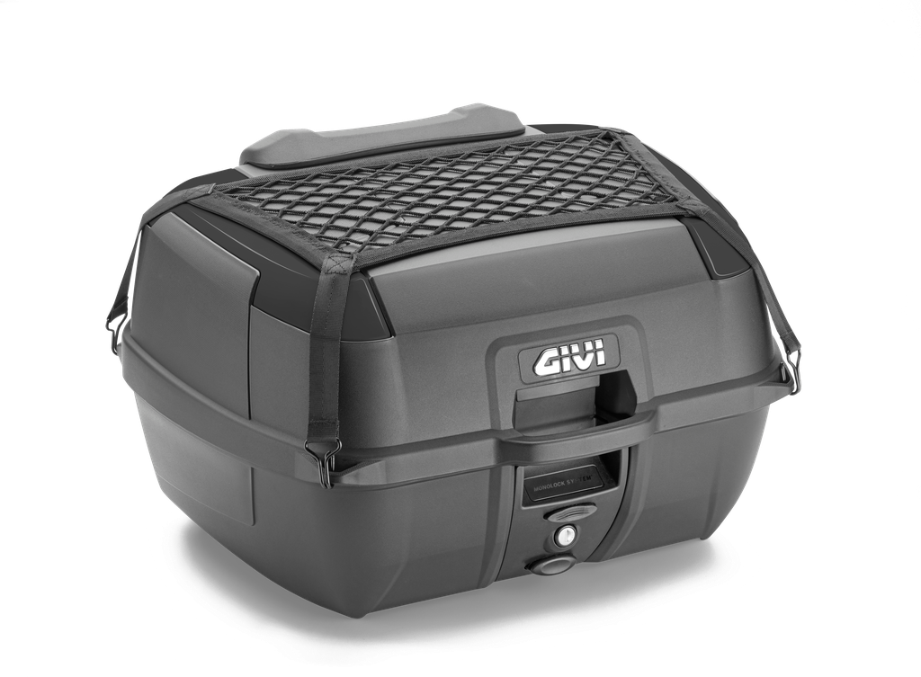 TOP CASE GIVI NOIR MONOLOCK 45LITRES AVEC PLATINE+DOSSERET+FILET+TAPIS INTERNE / RGB45B+