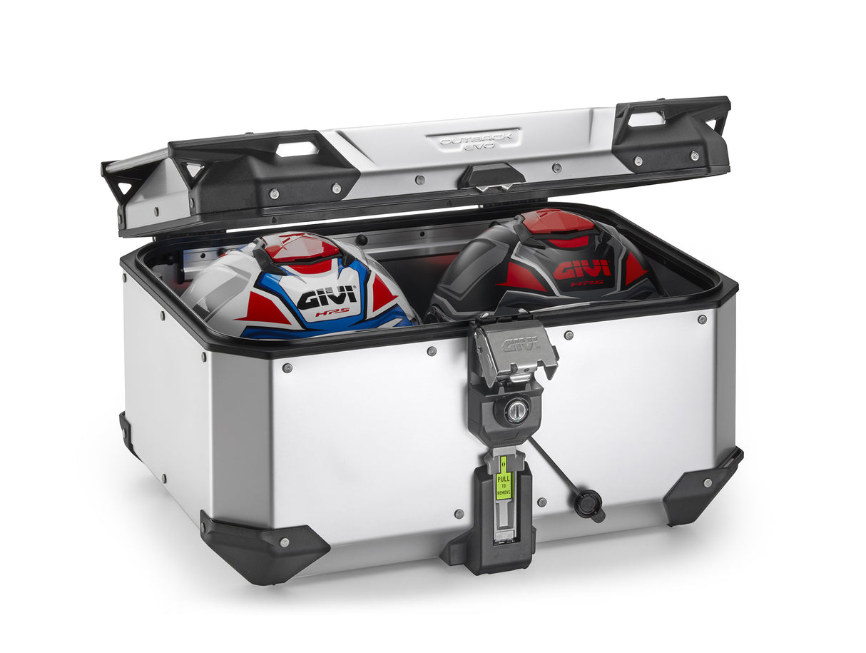 TOP CASE GIVI TREKKER OUTBACK EVO 58 EN ALUMINIUM ANODISÉ SMART SECURITY LOCK MONOKEY/ RGOBKEV58AA