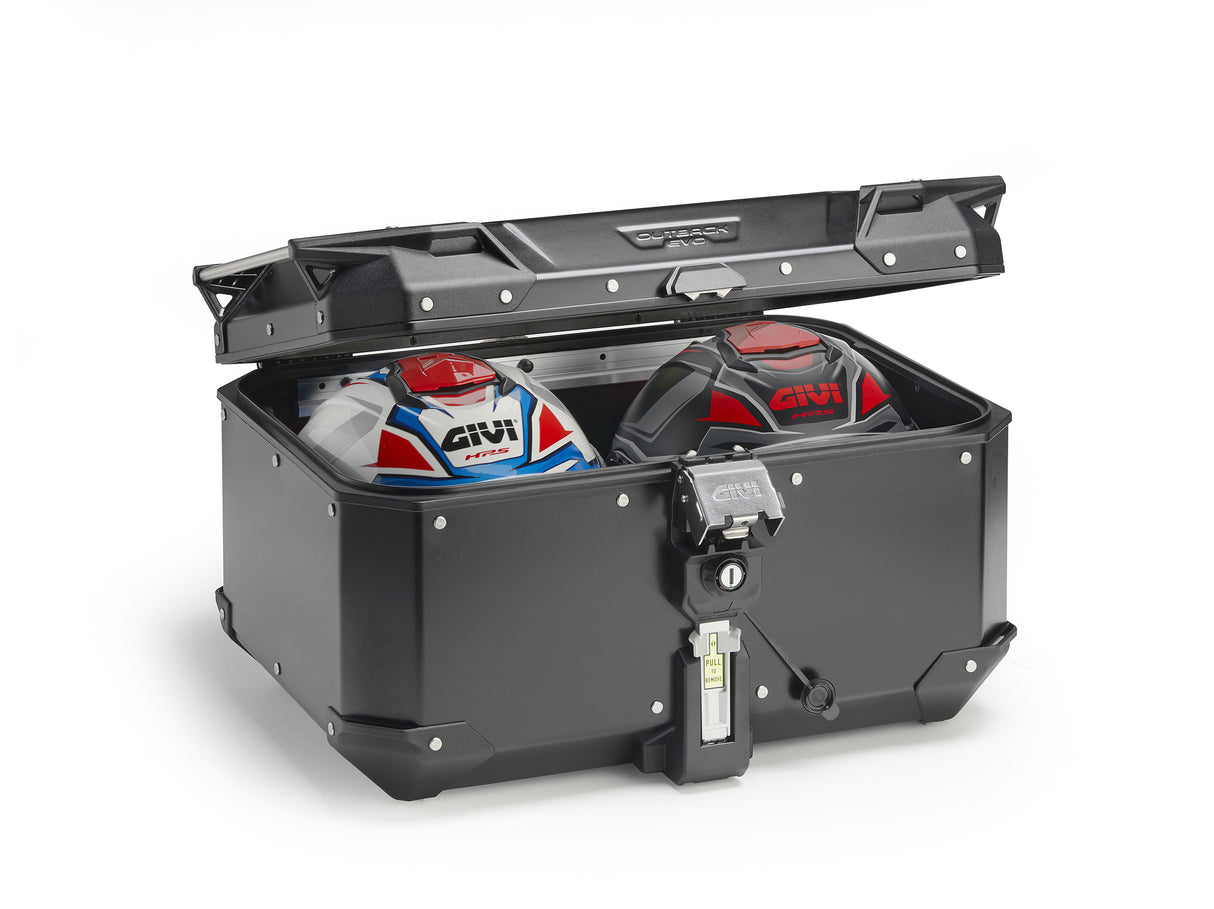 TOP CASE GIVI TREKKER OUTBACK EVO 58 EN ALUMINIUM PEINT EN NOIR SMART SECURITY LOCK MONOKEY/ RGOBKEV58B