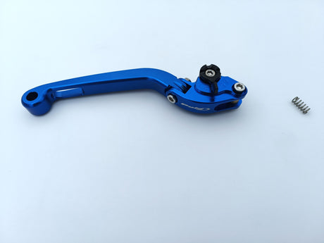 LEVIER DE FREIN PUIG 2.0 EN ALUMINIUM TAILLÉ MASSE LONG ARTICULÉ BLEU-NOIR MONTE SUR ADAPTATEUR PUIG / RP110AN