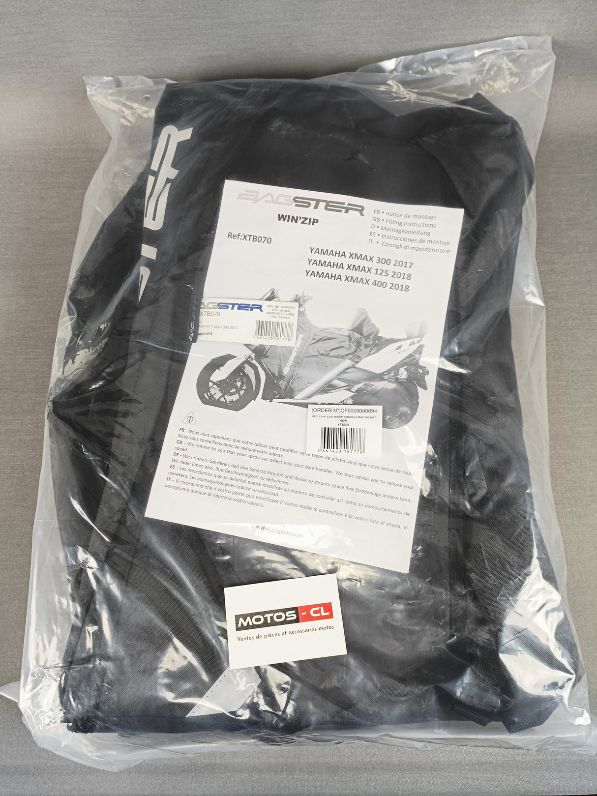 TABLIER BAGSTER YAMAHA X-MAX125-300-400 2017 À 2022 WINZIP / XTB070