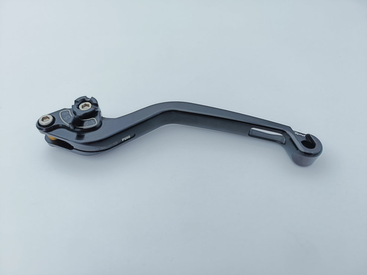 LEVIER D'EMBRAYAGE PUIG 2.0 EN ALUMINIUM TAILLÉ MASSE LONG NOIR-NOIR MONTE SUR ADAPTATEUR PUIG / RP260NN
