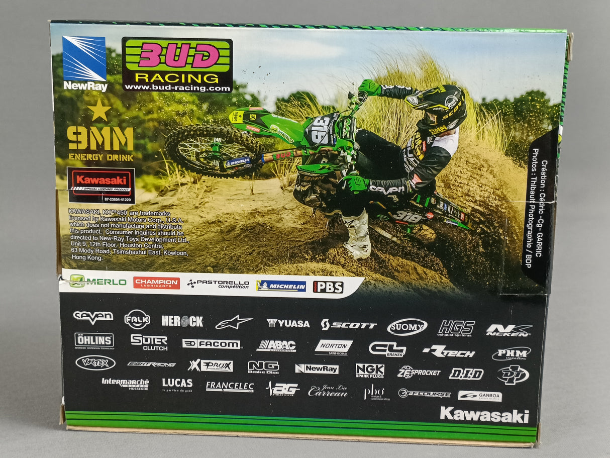 MINIATURE MOTOCROSS KAWASAKI KXF 250 BUB RACING N°319 QUENTIN MARC PRUNIÈRE 1/12ÈME / RN085-58183