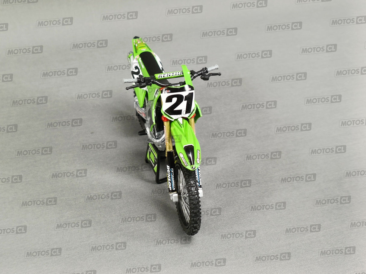 MINIATURE MOTOCROSS KAWASAKI KXF 450 N°21 JASON ANDERSON 1/12ÈME / RN085-58413