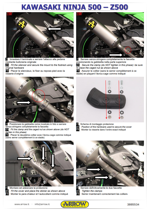 SILENCIEUX ARROW INDY RACE EVO ALU DARK Z500 2024 ET NINJA 500 2024 KAWASAKI / 71967AKN