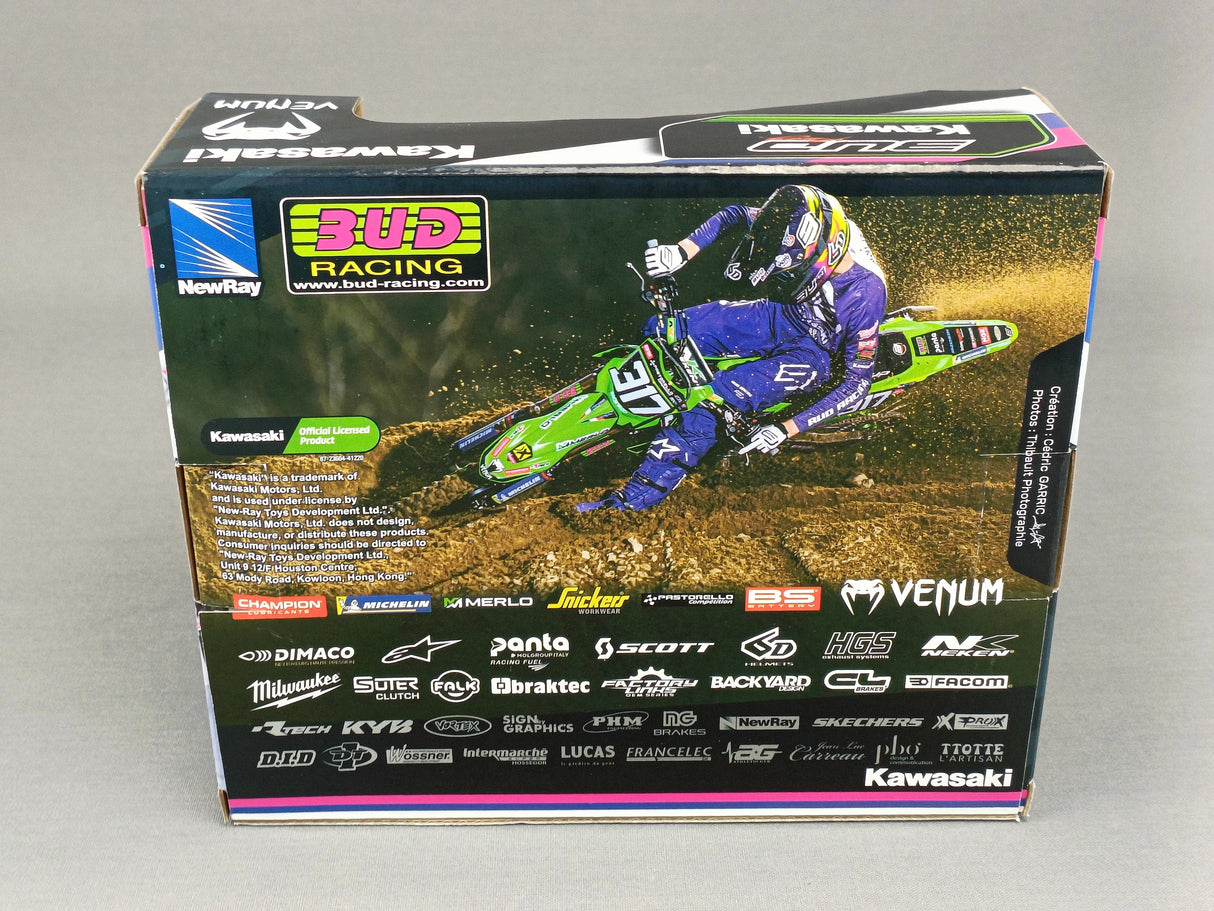 MINIATURE MOTOCROSS KAWASAKI KXF 250 BUB RACING N°317 MATHIS VALIN 1/12ÈME / RN085-58143SS