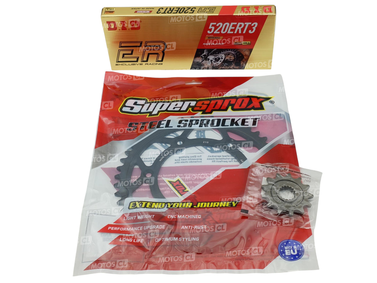 KIT CHAÎNE HONDA CRF450R 2009 À 2016 13X48 QUALITÉ D'ORIGINE AVEC CHAÎNE D.I.D OR-OR 520 ERT3 ET PIGNON ACIER-COURONNE ACIER / RD104013221