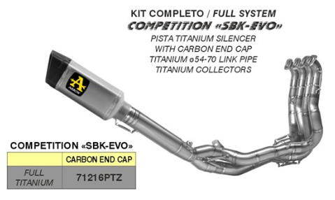 LIGNE COMPLETE ARROW SBK EVO TITANE PISTA ZX-10R ET ZX-10RR 2021-2024 / 71216PTZ