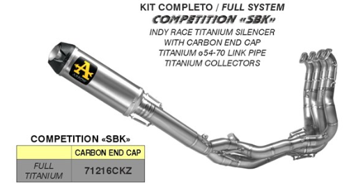 LIGNE COMPLETE ARROW SBK TITANE INDY RACE ZX-10R ET ZX-10RR 2021-2024 / 71216CKZ