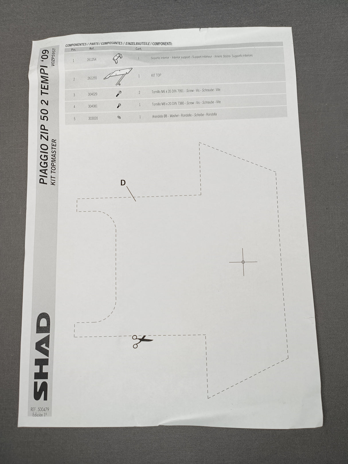 SUPPORT TOP CASE ZIP 50 2TEMPS PIAGGIO SHAD / VOZP59ST