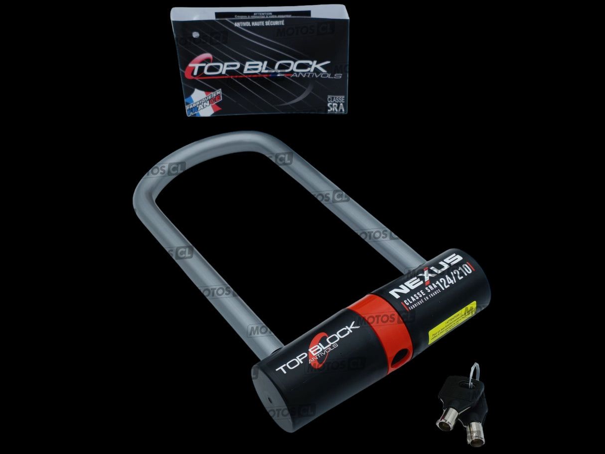 ANTIVOL U NEXUS 124/210 Ø16MM UNIVERSEL ET HONDA-PIAGGIO-KAWASAKI-SUZUKI TOP BLOCK CLASSE SRA + CORDON DE RAPPEL OFFERT / RTNEXUS210_V2