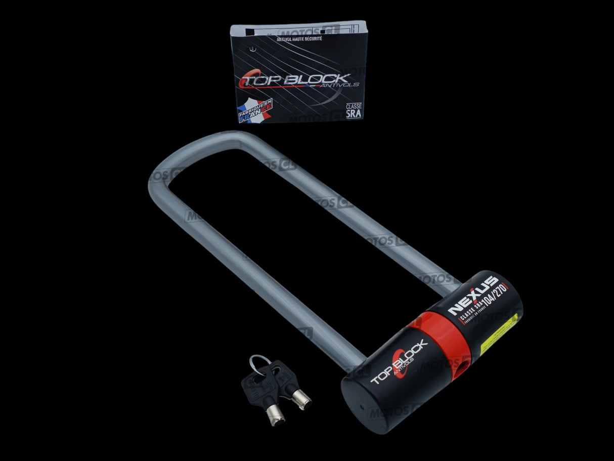 ANTIVOL U NEXUS 104/270 Ø16MM UNIVERSEL ET KAWASAKI-YAMAHA TOP BLOCK CLASSE SRA + CORDON DE RAPPEL OFFERT / RTNEXUS104/270_V2