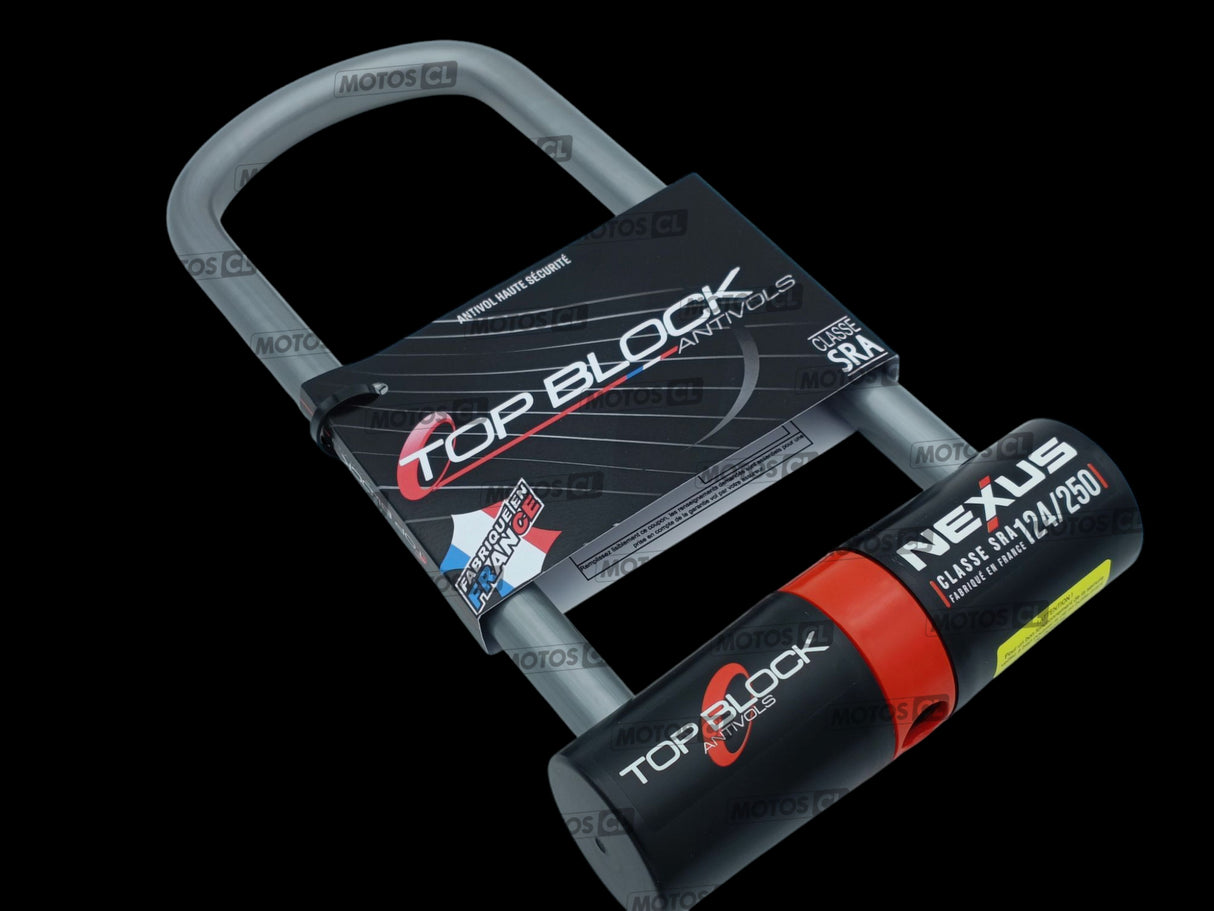 ANTIVOL U NEXUS 124/250 Ø16MM UNIVERSEL ET HONDA-KAWASAKI-SUZUKI TOP BLOCK CLASSE SRA + CORDON DE RAPPEL OFFERT / RTNEXUS124/250_V2