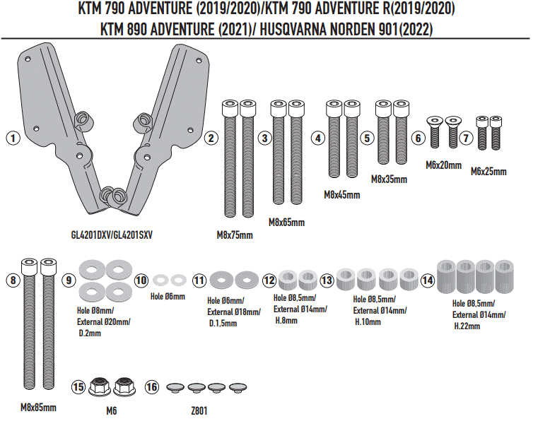 SUPPORT TOP CASE GIVI NORDEN 901 2022 À 2024 HUSQVARNA ET 790 ADVENTURE ET 790 ADVENTURE R 2019 À 2020-890 ADVENTURE 2021 KTM / RGSR9430