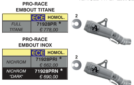 SILENCIEUX ARROW PRO RACE EMBOUT TITANE ZX-10R ET ZX-10RR 2021-2024 / 71928PR