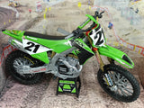 MINIATURE MOTOCROSS KAWASAKI KXF 450 N°21 JASON ANDERSON 1/12ÈME / RN085-58413