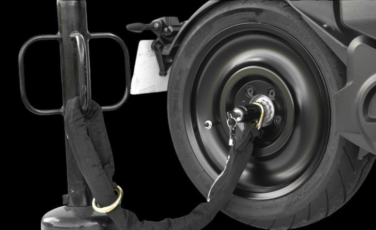 CHAINE ANTIVOL LASSO 1200 ET AXE Ø22MM SPÉCIFIQUE BMW CE-04 TOP BLOCK CLASSE SRA / RTX_BLOCK_CE_04