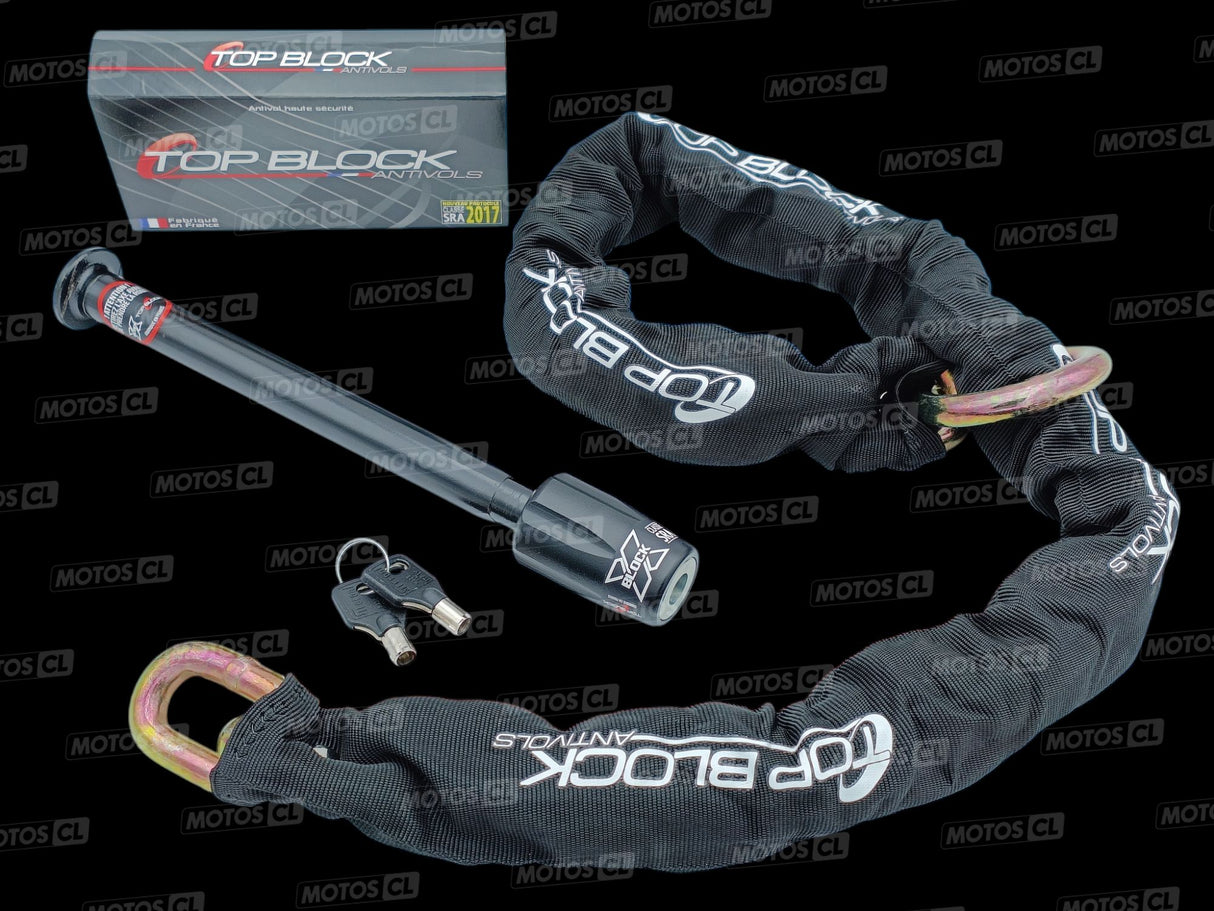 CHAINE ANTIVOL LASSO 1200 ET AXE Ø22MM SPÉCIFIQUE BMW CE-04 TOP BLOCK CLASSE SRA / RTX_BLOCK_CE_04